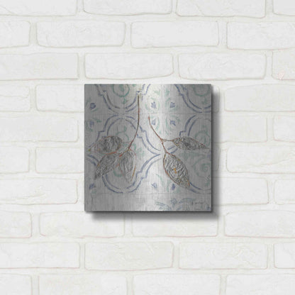 Luxe Metal Art 'Gracefully Blue III' by James Wiens, Metal Wall Art,12x12