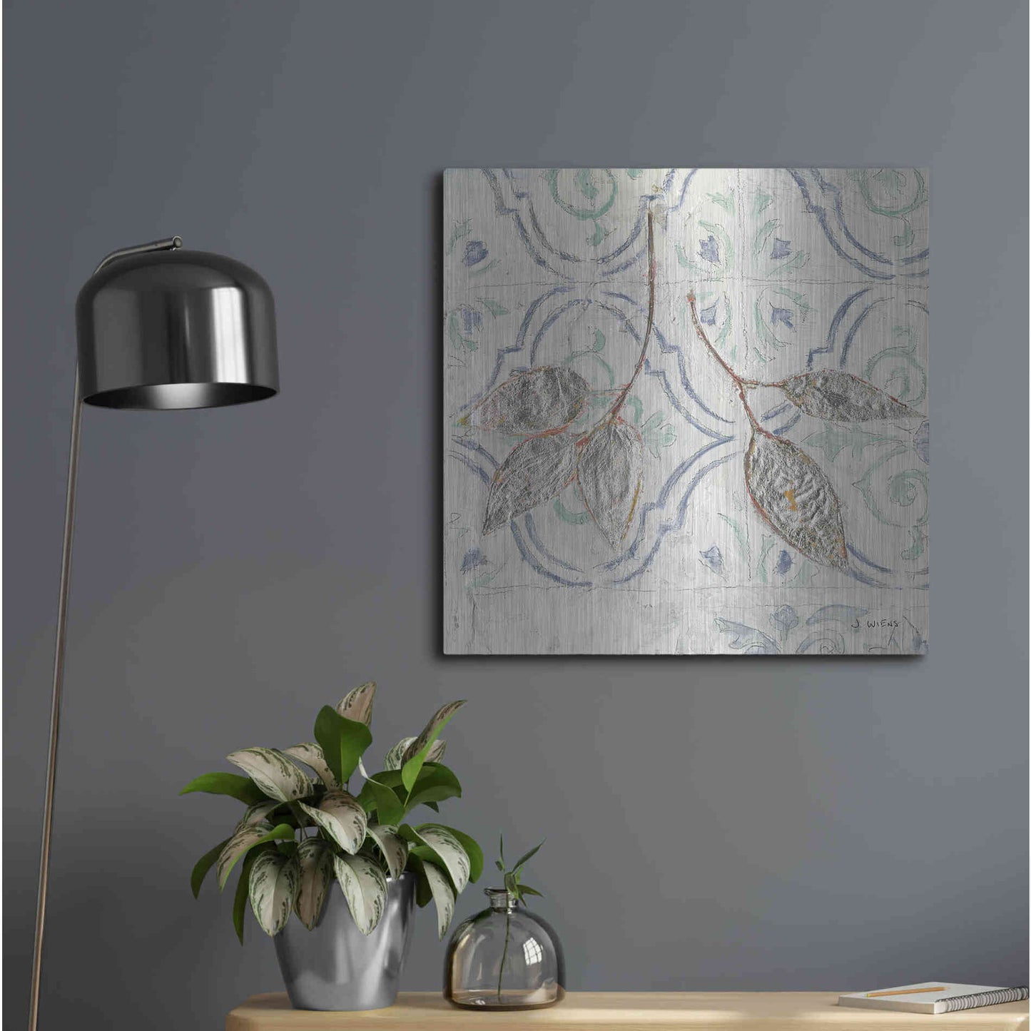 Luxe Metal Art 'Gracefully Blue III' by James Wiens, Metal Wall Art,24x24