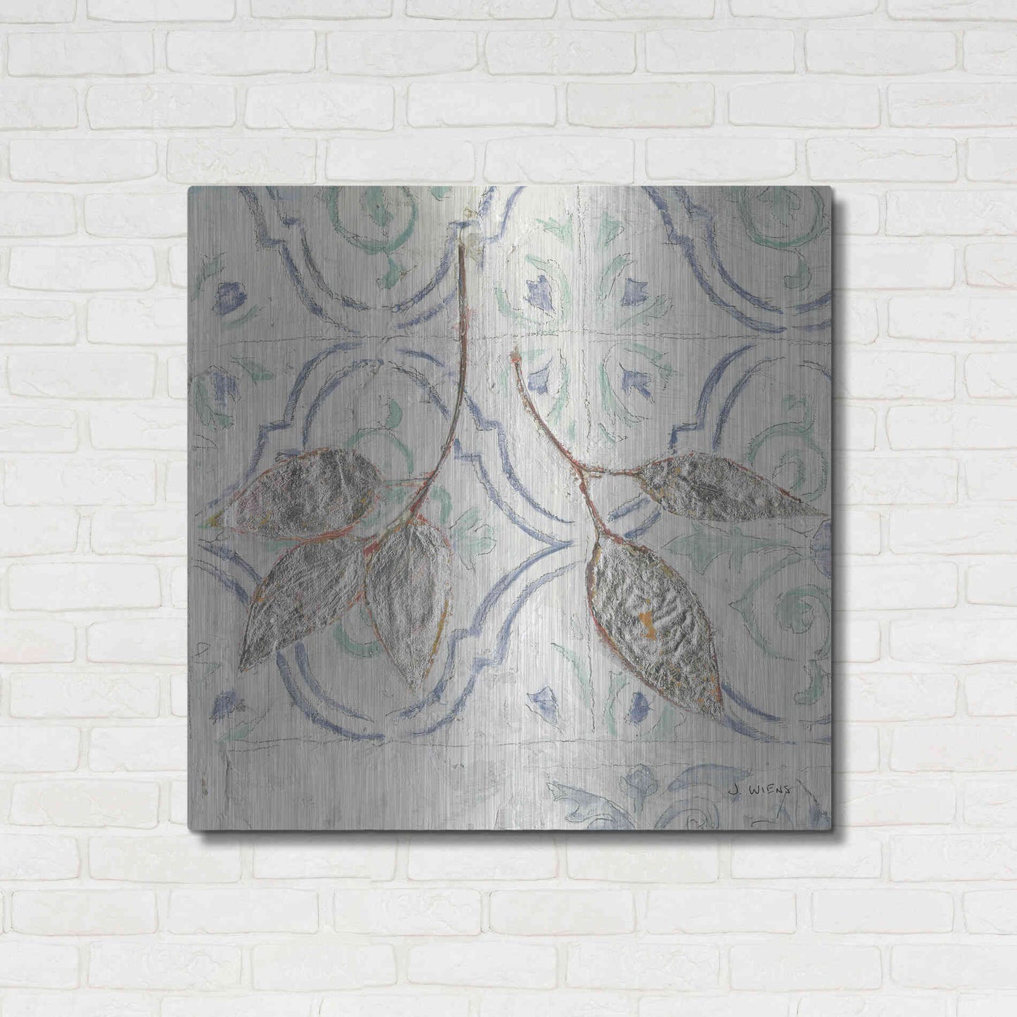 Luxe Metal Art 'Gracefully Blue III' by James Wiens, Metal Wall Art,36x36