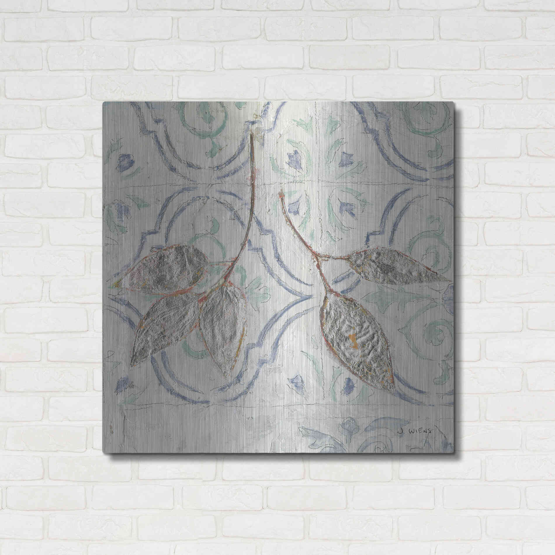 Luxe Metal Art 'Gracefully Blue III' by James Wiens, Metal Wall Art,36x36