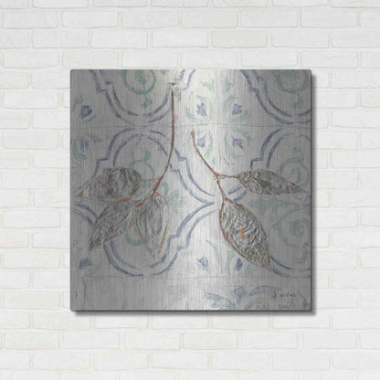 Luxe Metal Art 'Gracefully Blue III' by James Wiens, Metal Wall Art,36x36