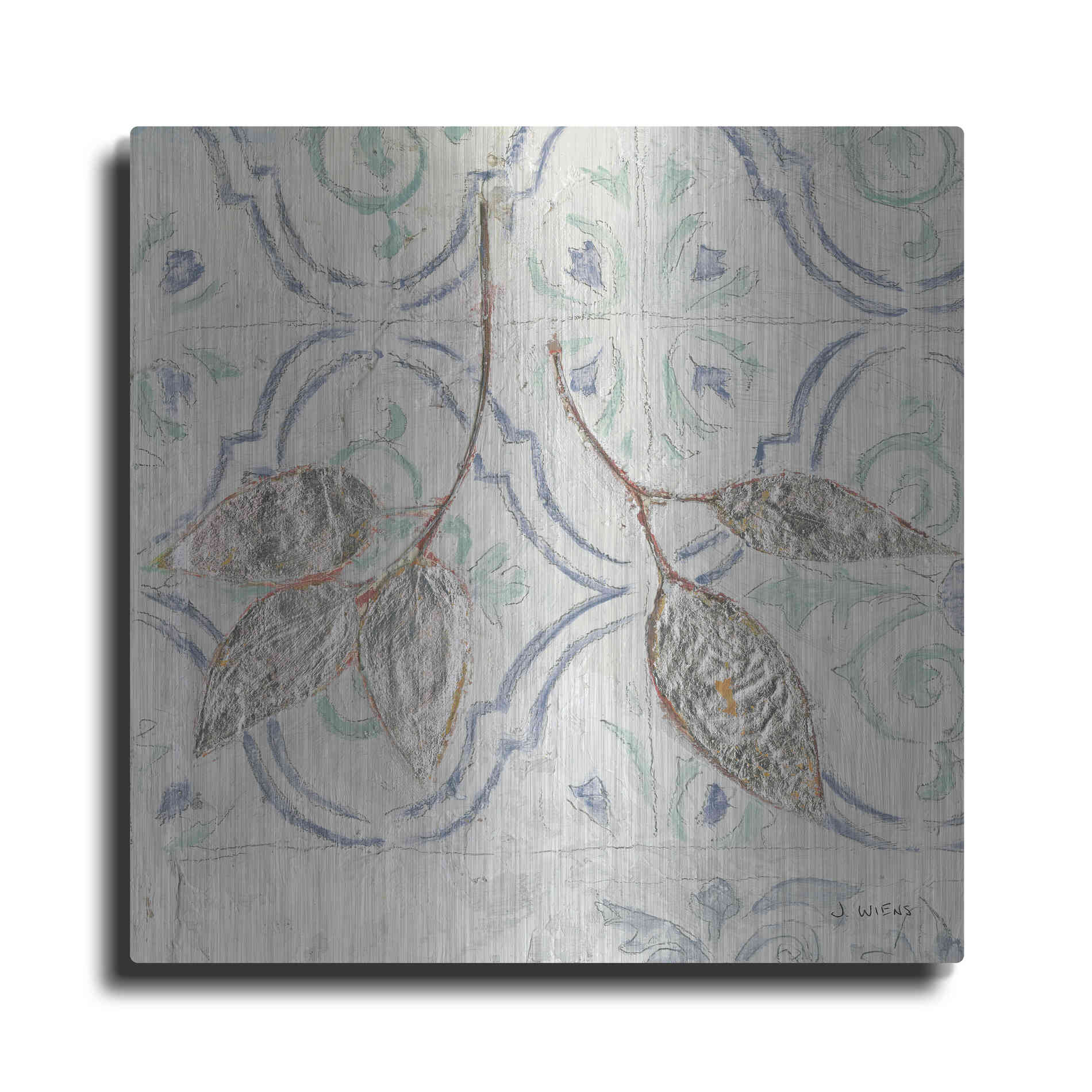 Luxe Metal Art 'Gracefully Blue III' by James Wiens, Metal Wall Art