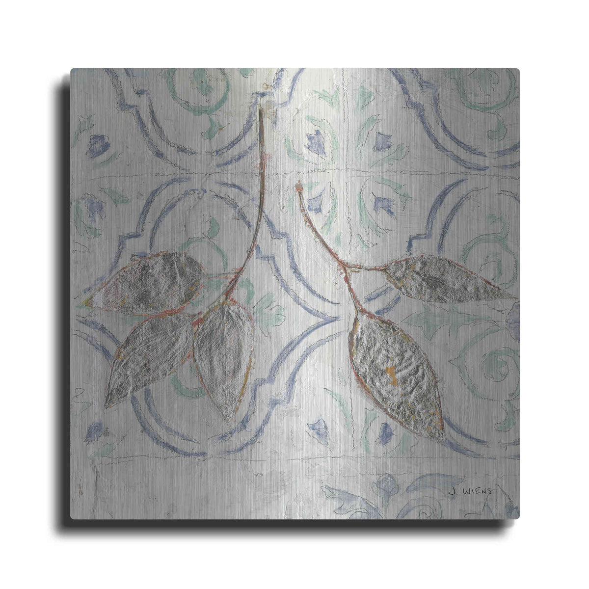 Luxe Metal Art 'Gracefully Blue III' by James Wiens, Metal Wall Art