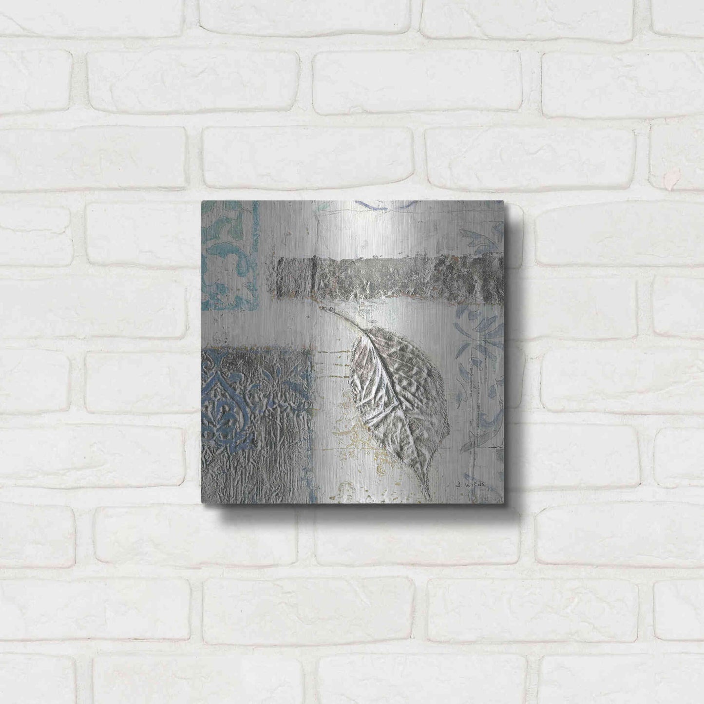 Luxe Metal Art 'Gracefully Blue IV' by James Wiens, Metal Wall Art,12x12
