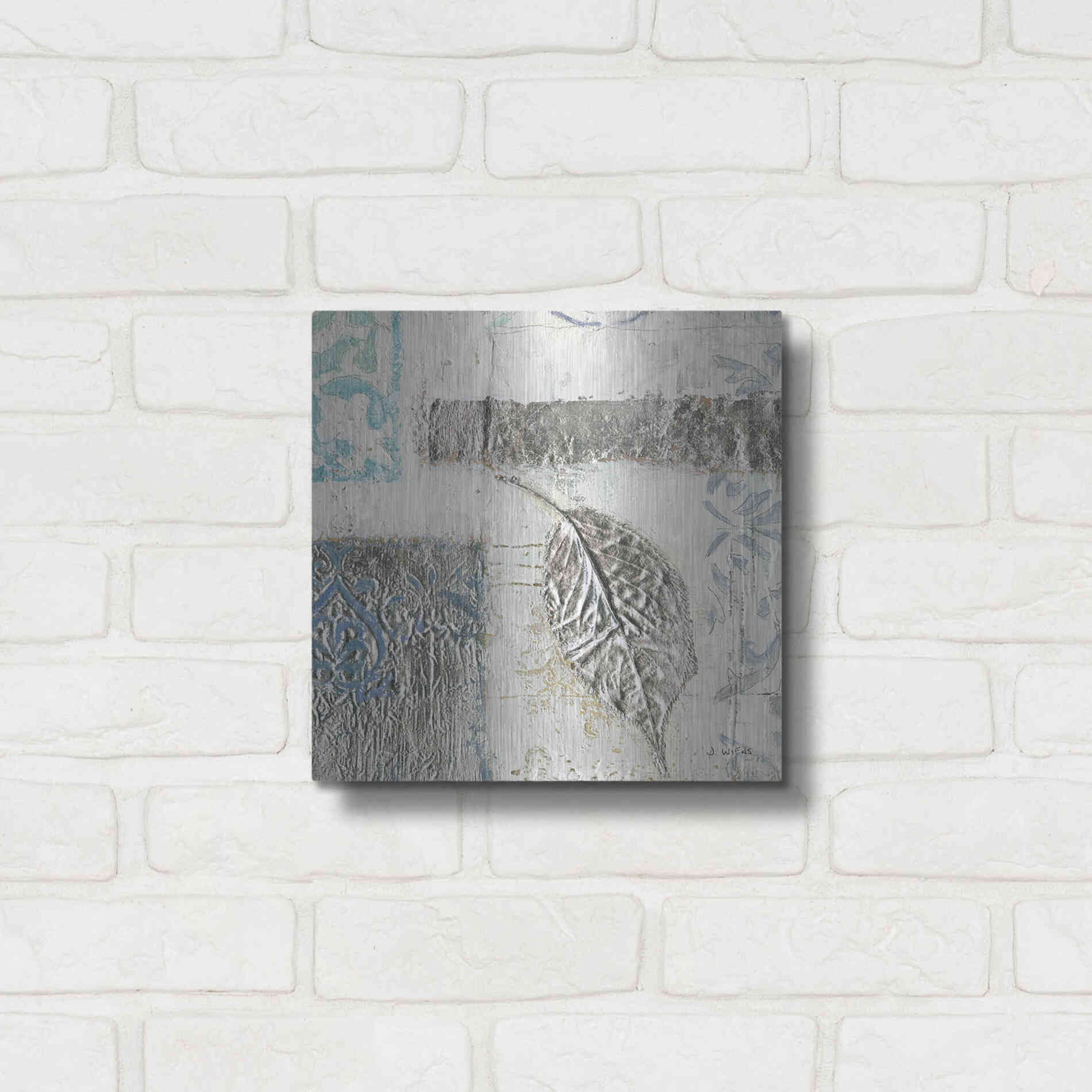 Luxe Metal Art 'Gracefully Blue IV' by James Wiens, Metal Wall Art,12x12