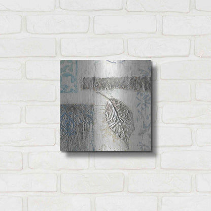 Luxe Metal Art 'Gracefully Blue IV' by James Wiens, Metal Wall Art,12x12