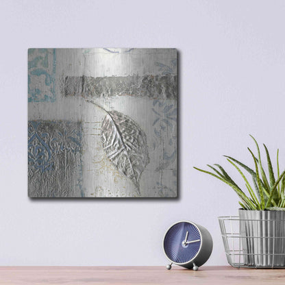 Luxe Metal Art 'Gracefully Blue IV' by James Wiens, Metal Wall Art,12x12