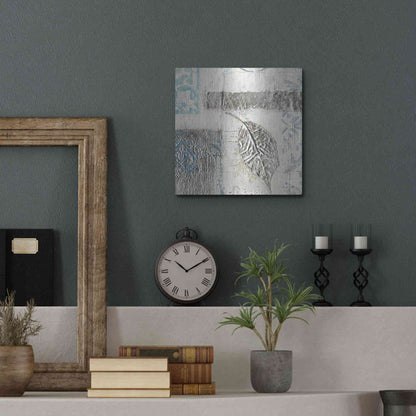 Luxe Metal Art 'Gracefully Blue IV' by James Wiens, Metal Wall Art,12x12
