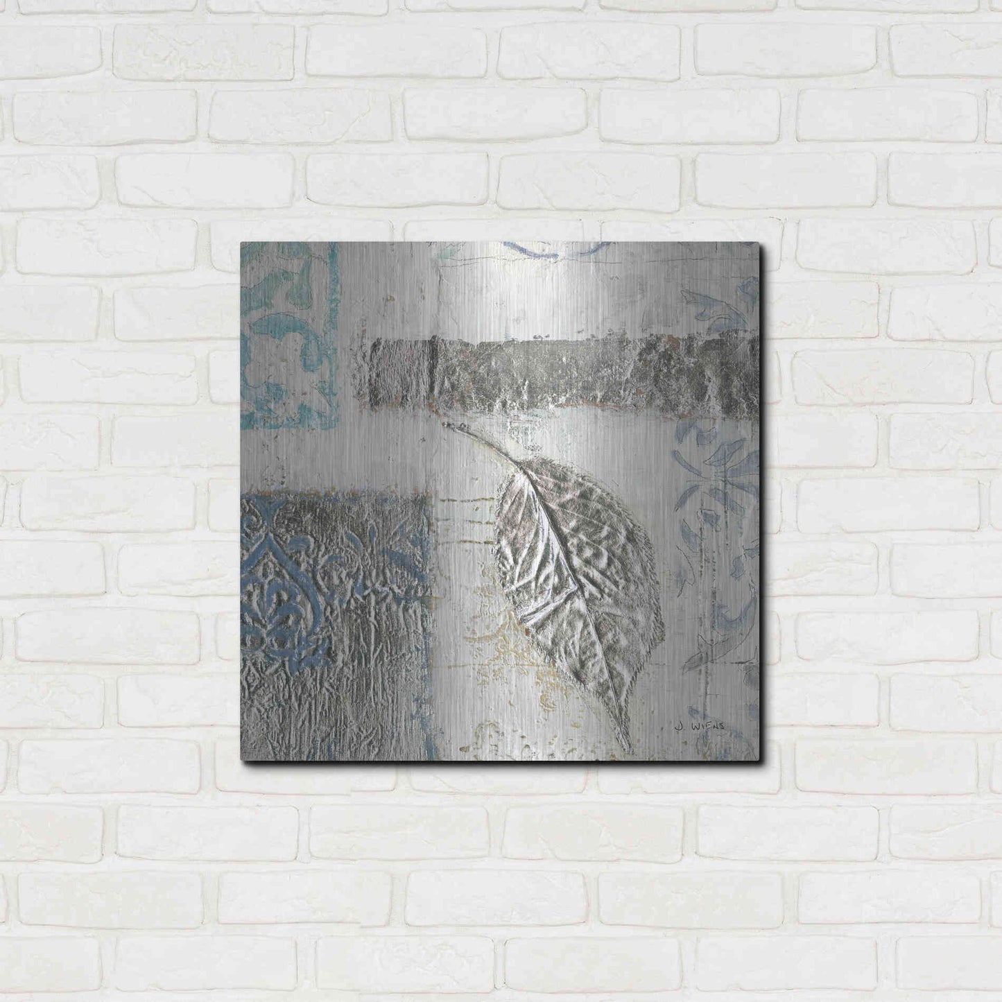 Luxe Metal Art 'Gracefully Blue IV' by James Wiens, Metal Wall Art,24x24