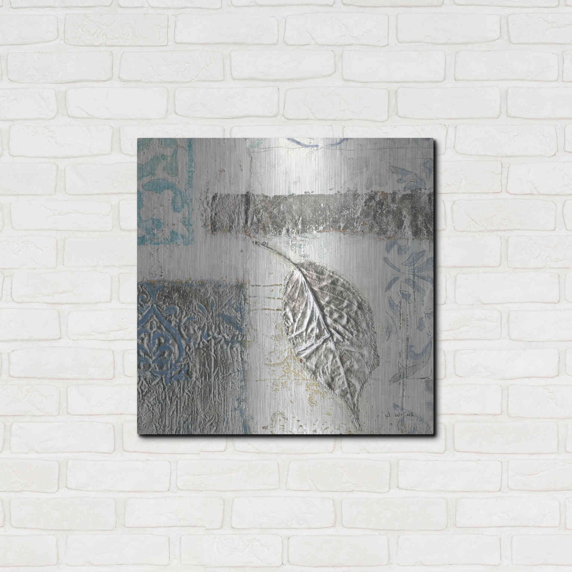 Luxe Metal Art 'Gracefully Blue IV' by James Wiens, Metal Wall Art,24x24