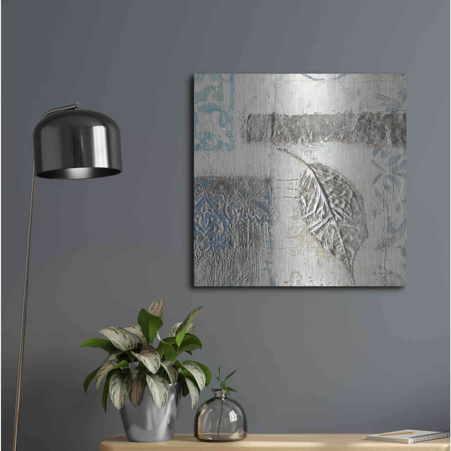 Luxe Metal Art 'Gracefully Blue IV' by James Wiens, Metal Wall Art,24x24