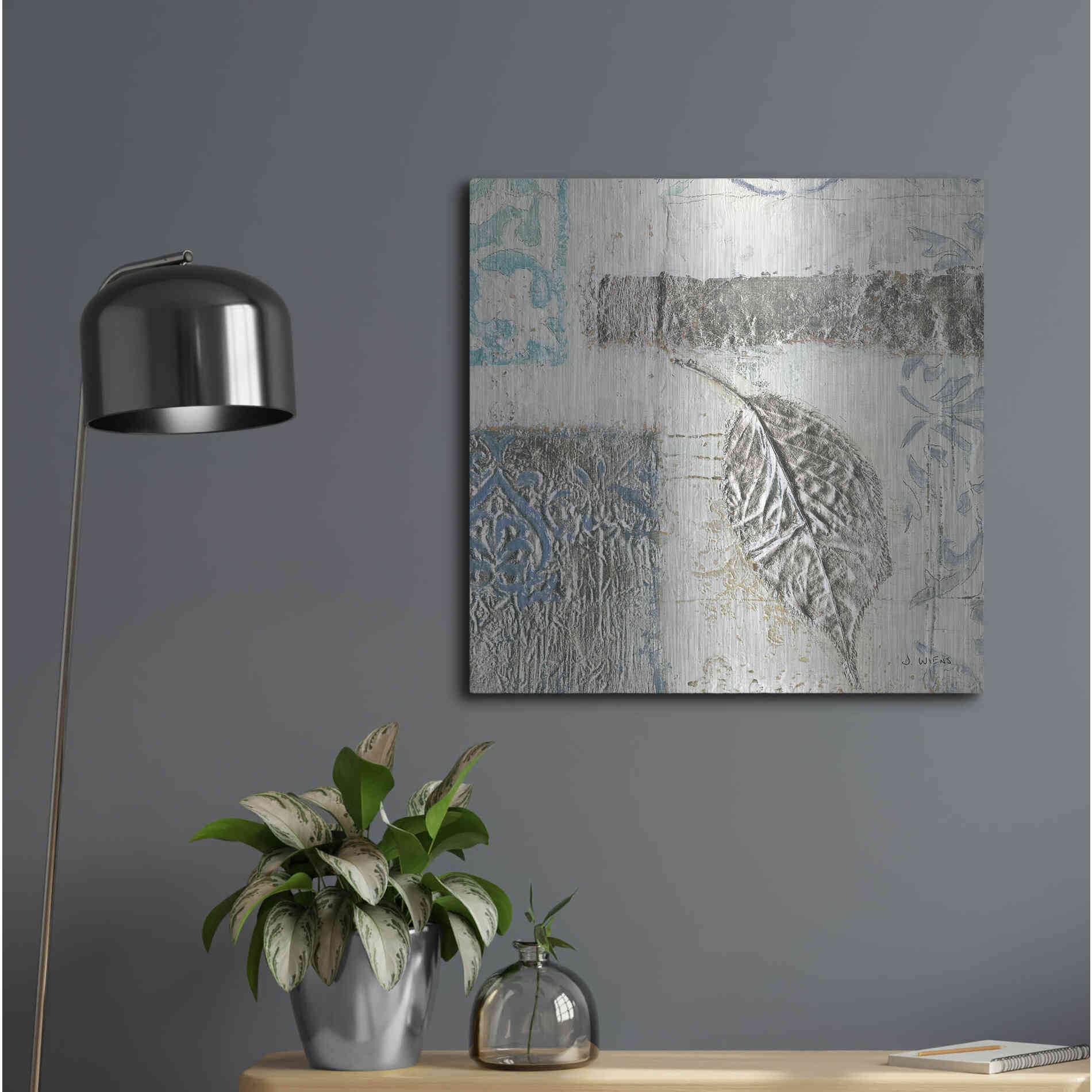 Luxe Metal Art 'Gracefully Blue IV' by James Wiens, Metal Wall Art,24x24
