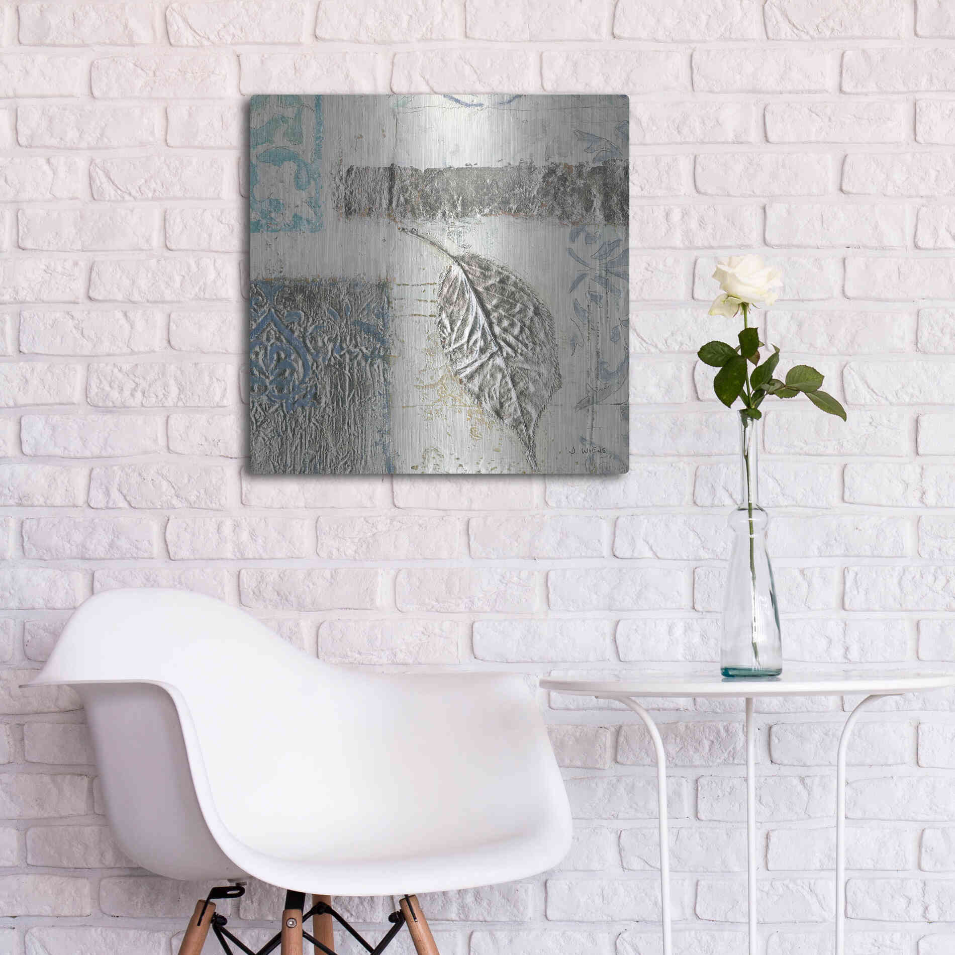 Luxe Metal Art 'Gracefully Blue IV' by James Wiens, Metal Wall Art,24x24