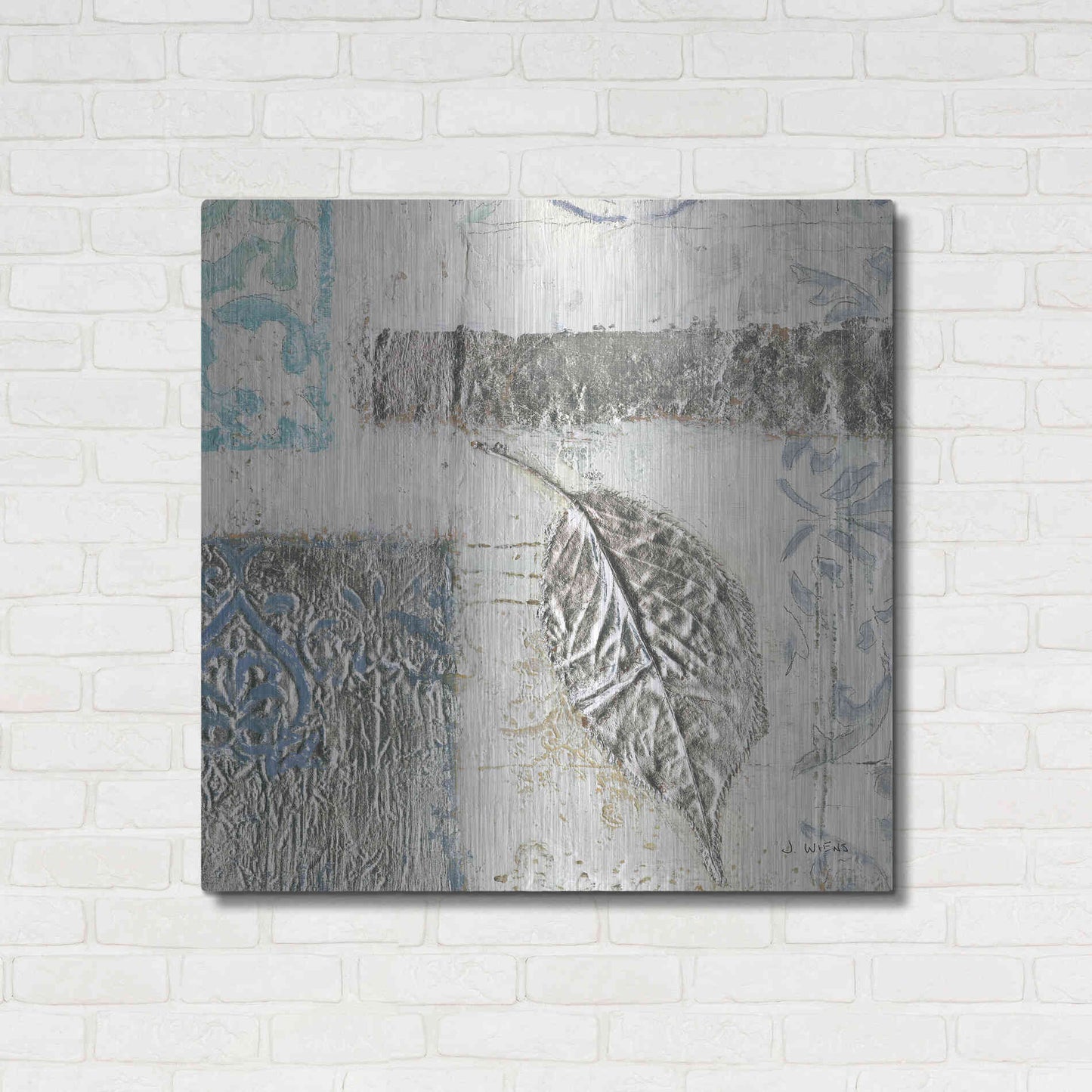 Luxe Metal Art 'Gracefully Blue IV' by James Wiens, Metal Wall Art,36x36