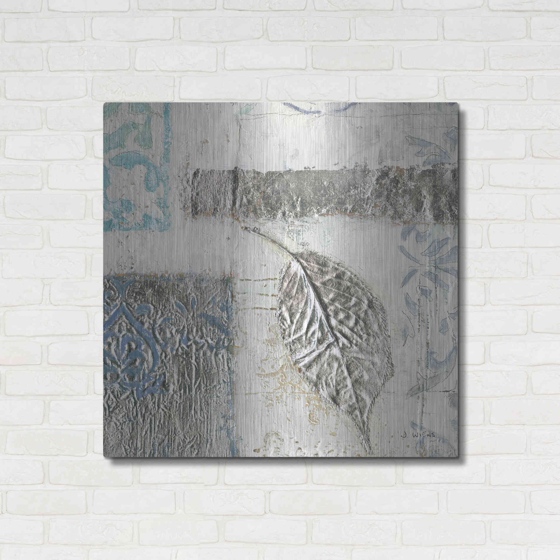Luxe Metal Art 'Gracefully Blue IV' by James Wiens, Metal Wall Art,36x36