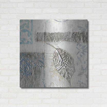 Luxe Metal Art 'Gracefully Blue IV' by James Wiens, Metal Wall Art,36x36