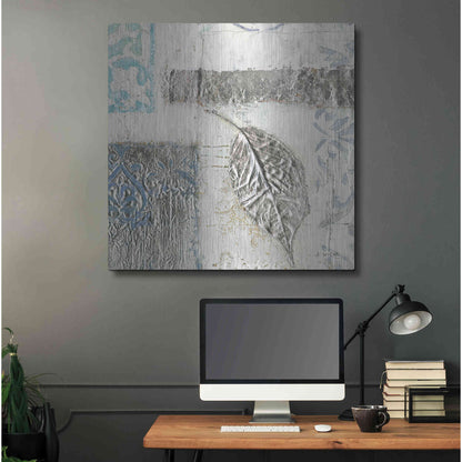Luxe Metal Art 'Gracefully Blue IV' by James Wiens, Metal Wall Art,36x36