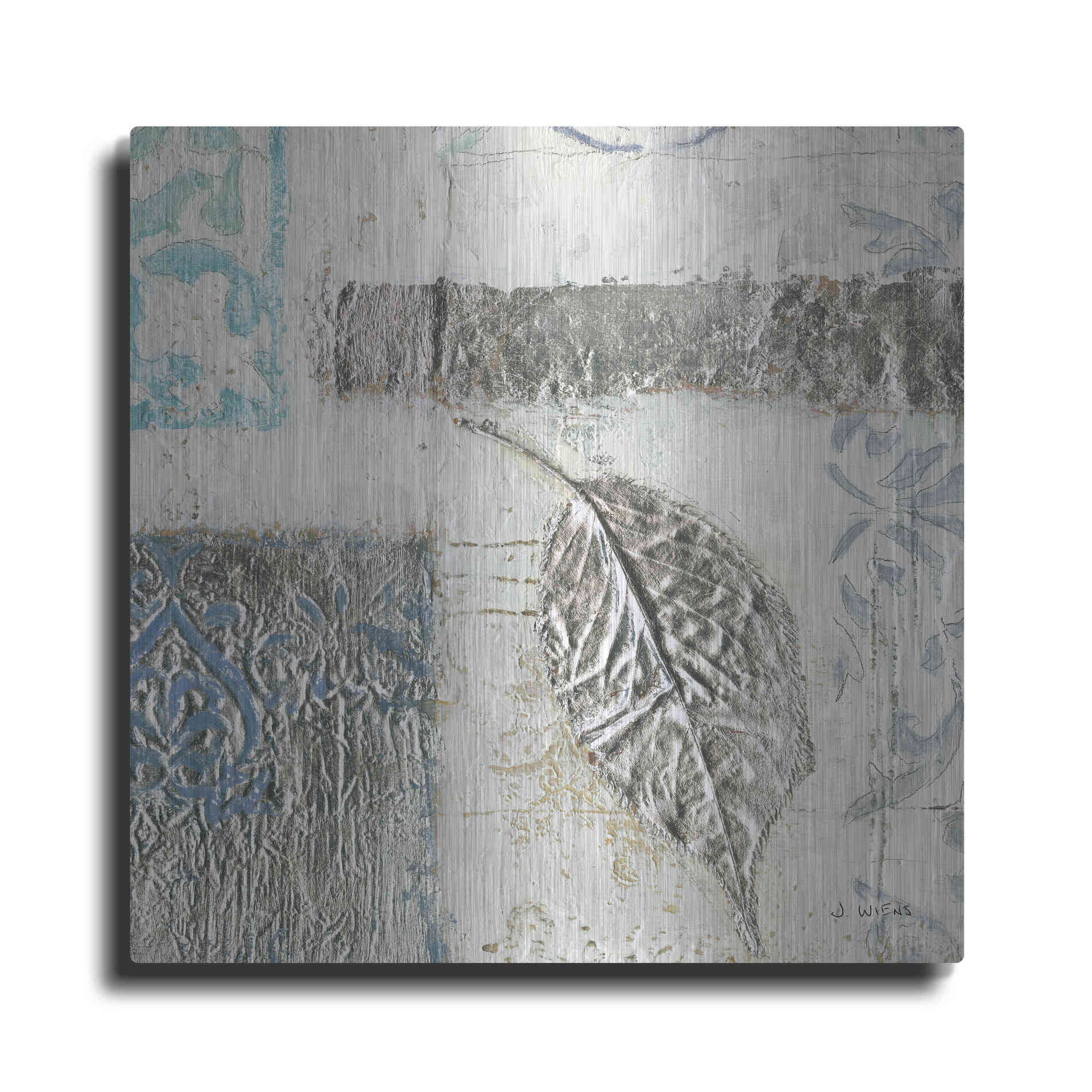Luxe Metal Art 'Gracefully Blue IV' by James Wiens, Metal Wall Art
