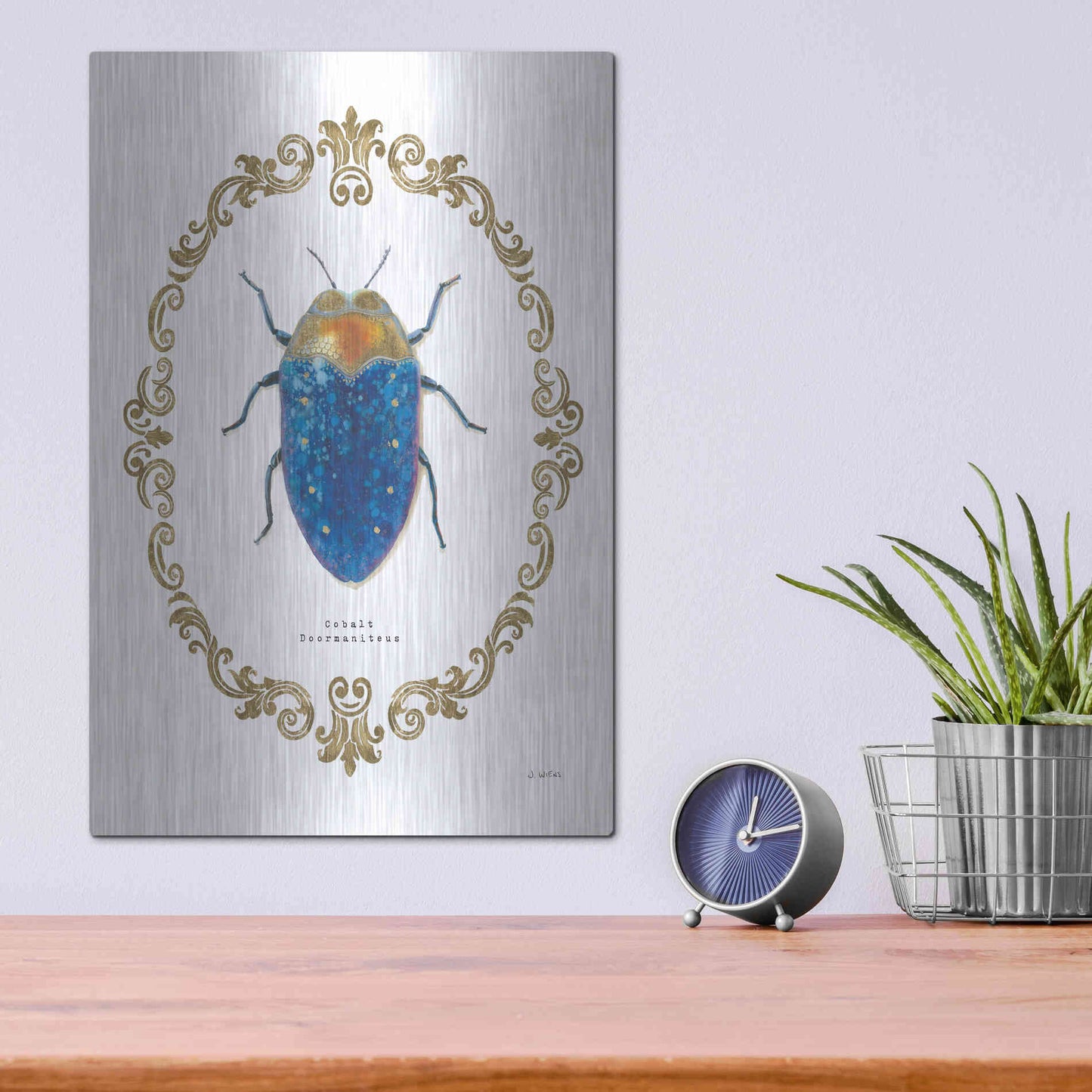 Luxe Metal Art 'Adorning Coleoptera V' by James Wiens, Metal Wall Art,12x16