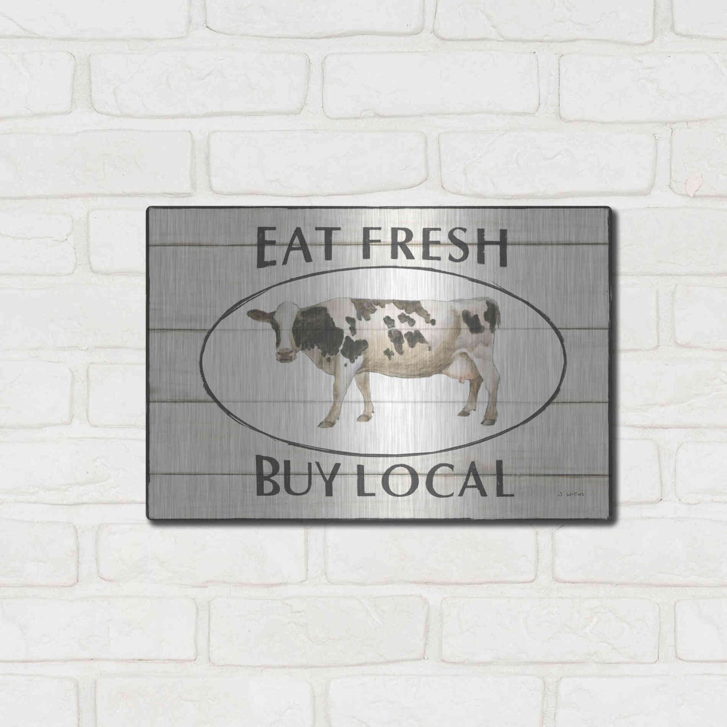 Luxe Metal Art 'Country Cow V' by James Wiens, Metal Wall Art,16x12