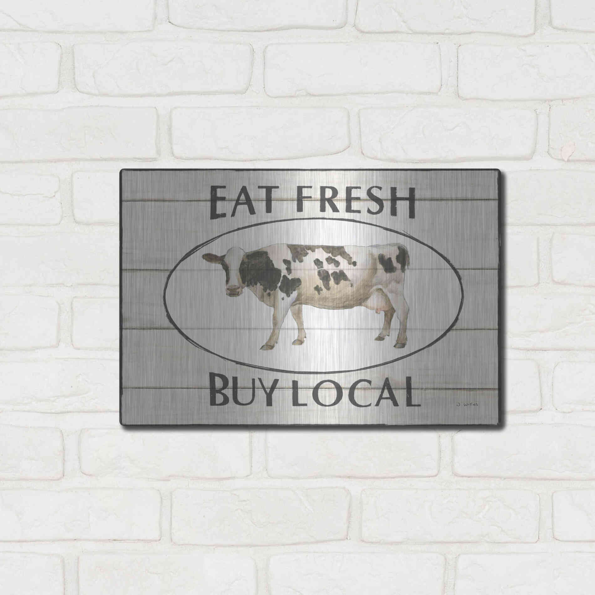 Luxe Metal Art 'Country Cow V' by James Wiens, Metal Wall Art,16x12