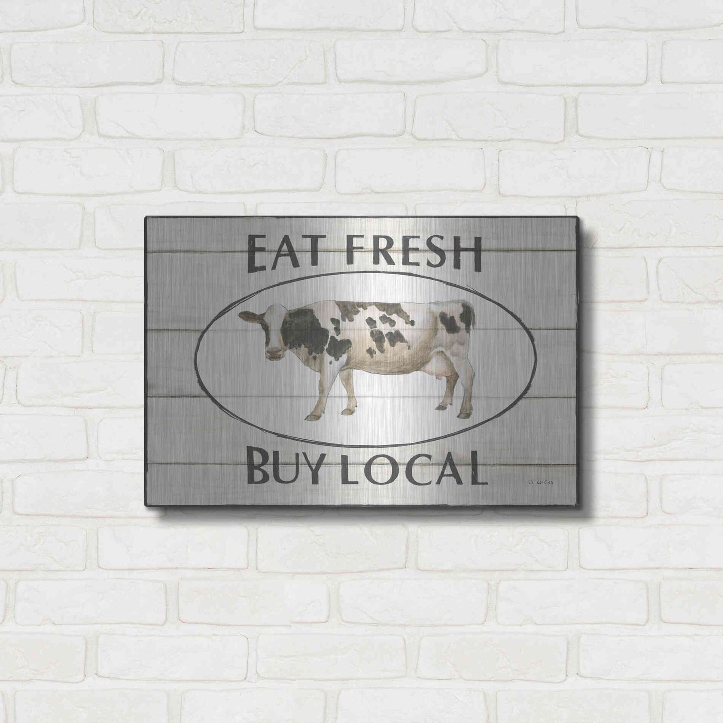 Luxe Metal Art 'Country Cow V' by James Wiens, Metal Wall Art,24x16