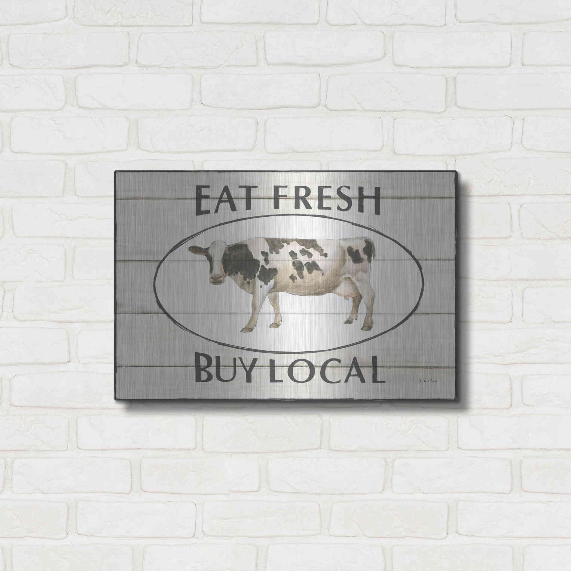 Luxe Metal Art 'Country Cow V' by James Wiens, Metal Wall Art,24x16