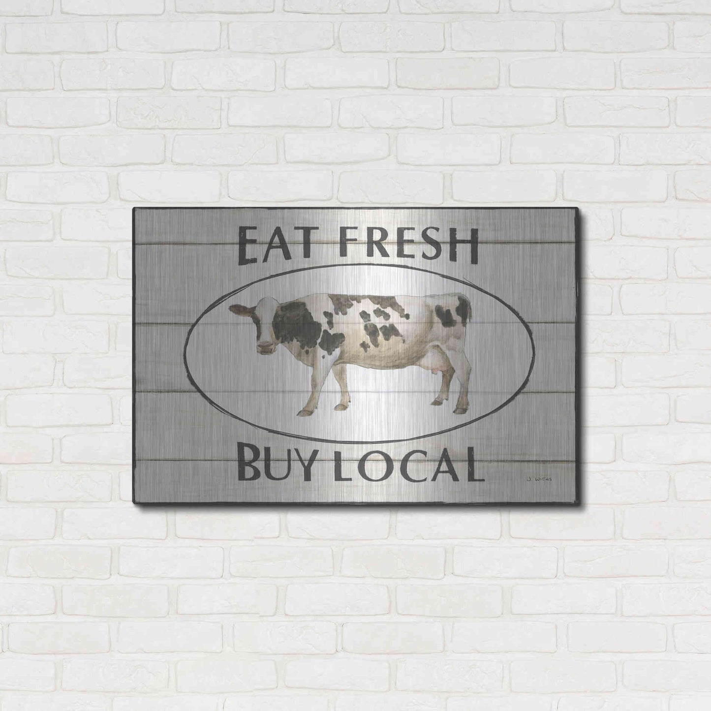 Luxe Metal Art 'Country Cow V' by James Wiens, Metal Wall Art,36x24