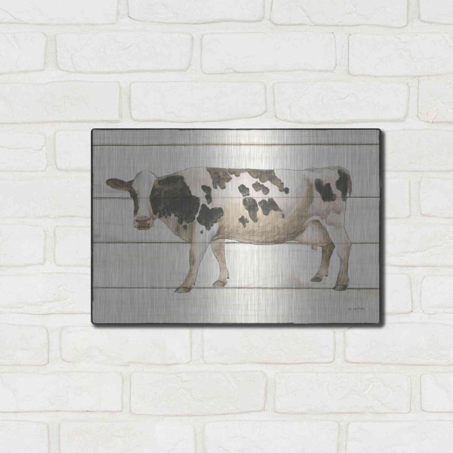 Luxe Metal Art 'Country Cow VI' by James Wiens, Metal Wall Art,16x12