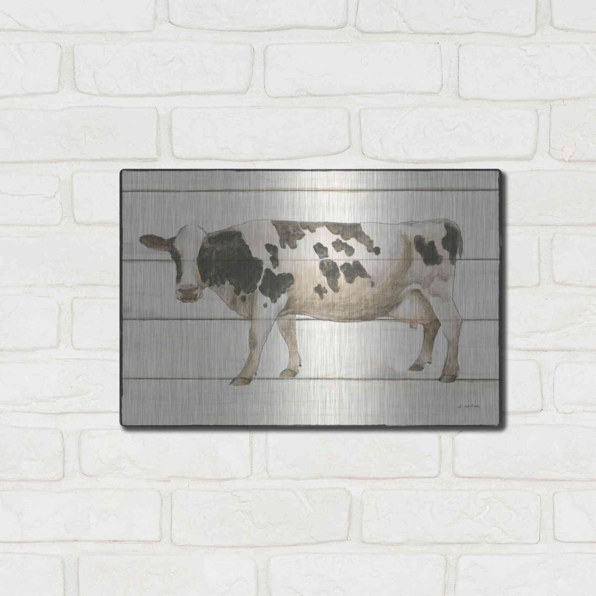 Luxe Metal Art 'Country Cow VI' by James Wiens, Metal Wall Art,16x12
