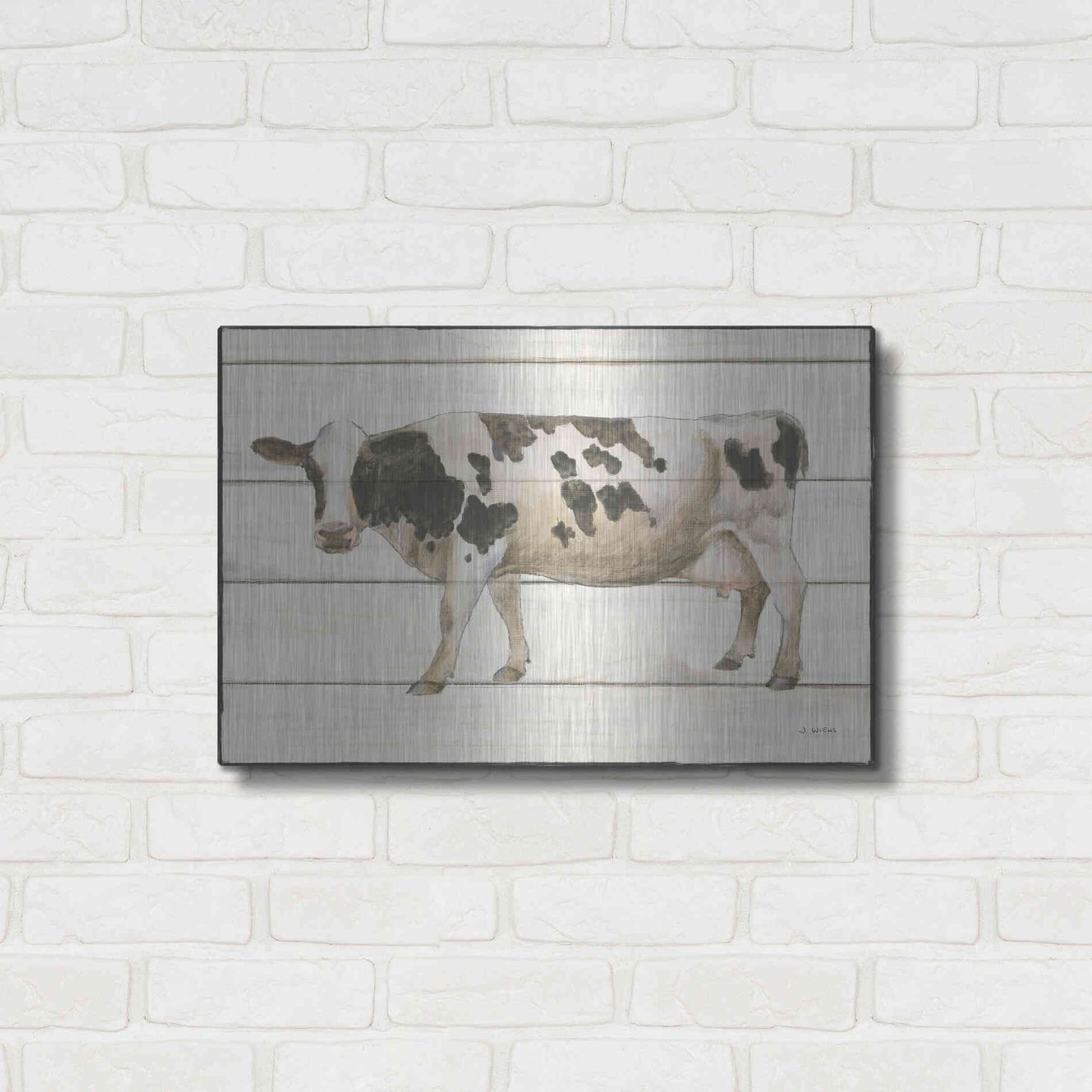 Luxe Metal Art 'Country Cow VI' by James Wiens, Metal Wall Art,24x16