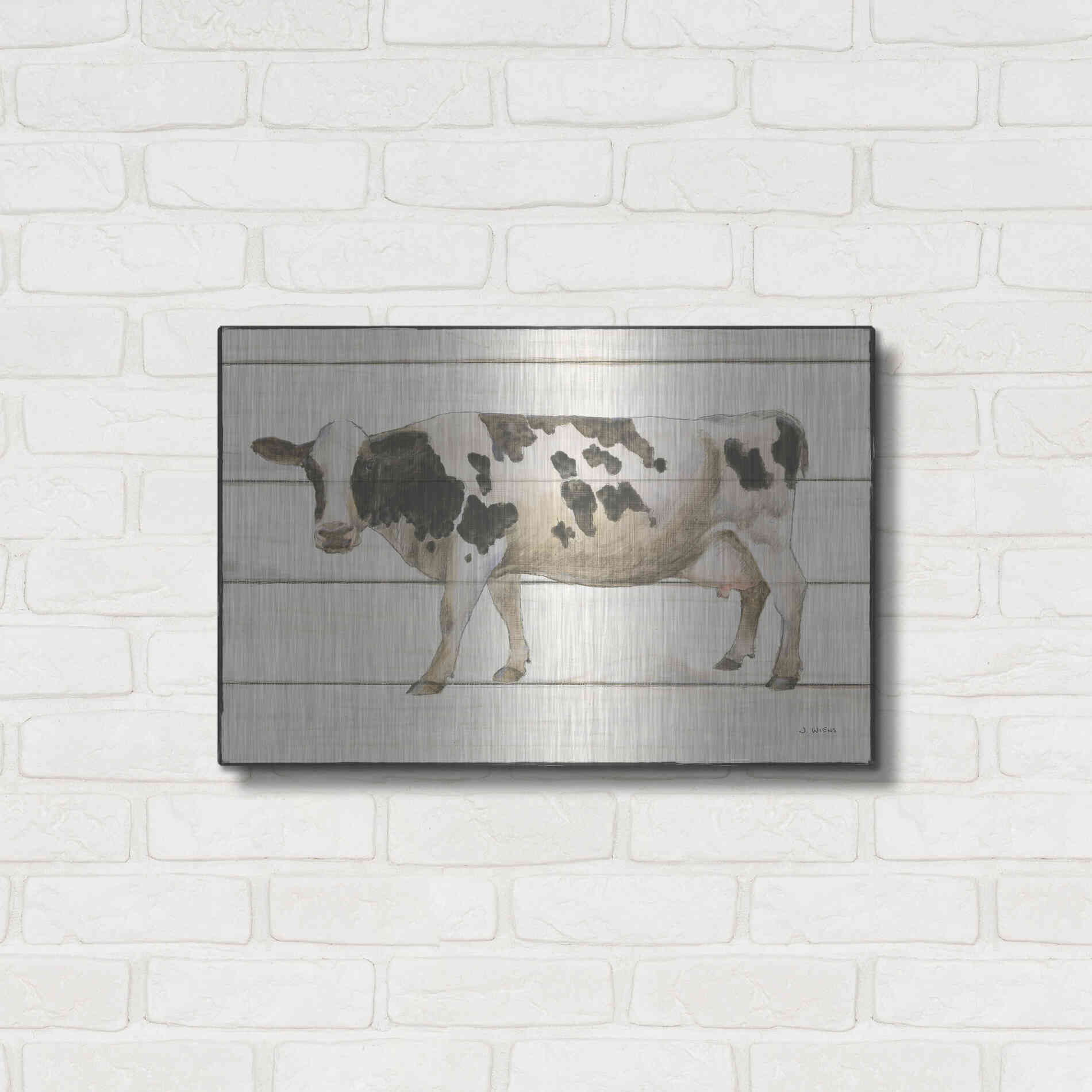 Luxe Metal Art 'Country Cow VI' by James Wiens, Metal Wall Art,24x16