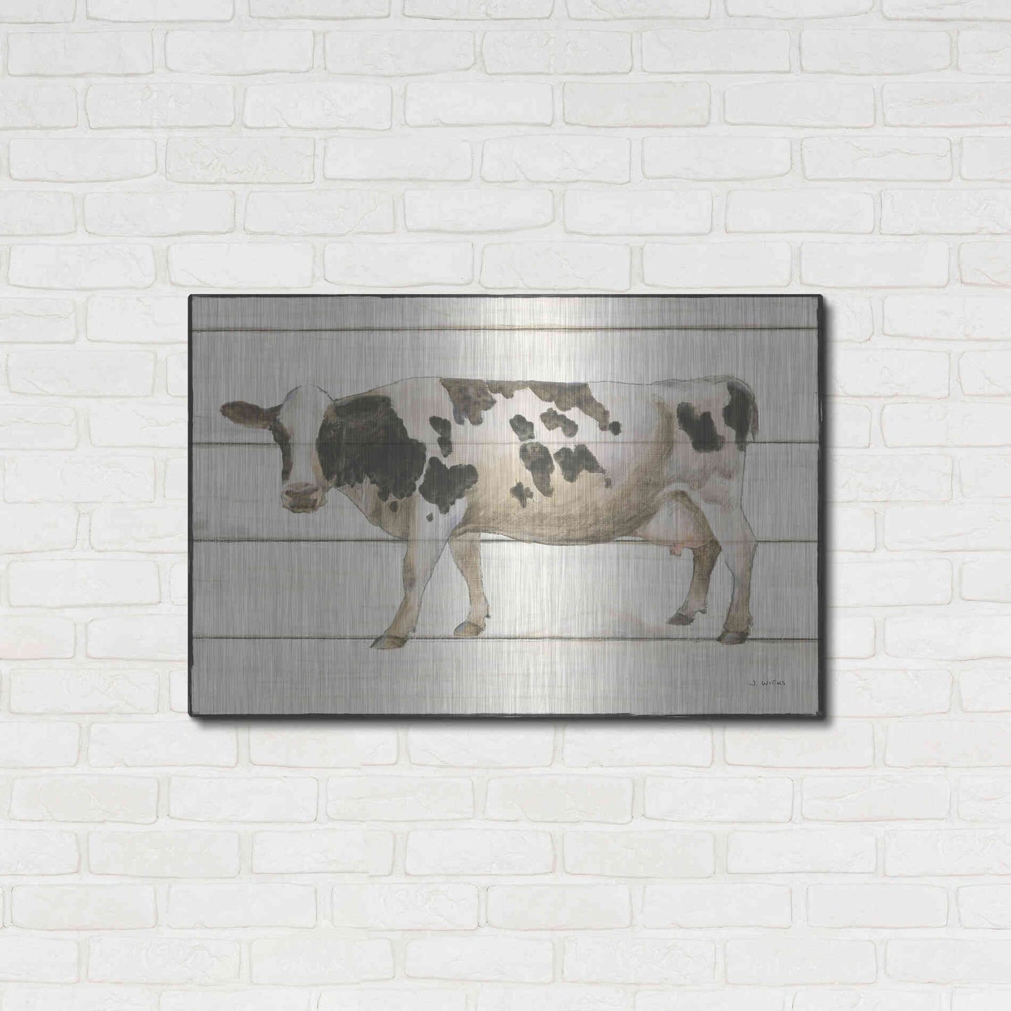 Luxe Metal Art 'Country Cow VI' by James Wiens, Metal Wall Art,36x24