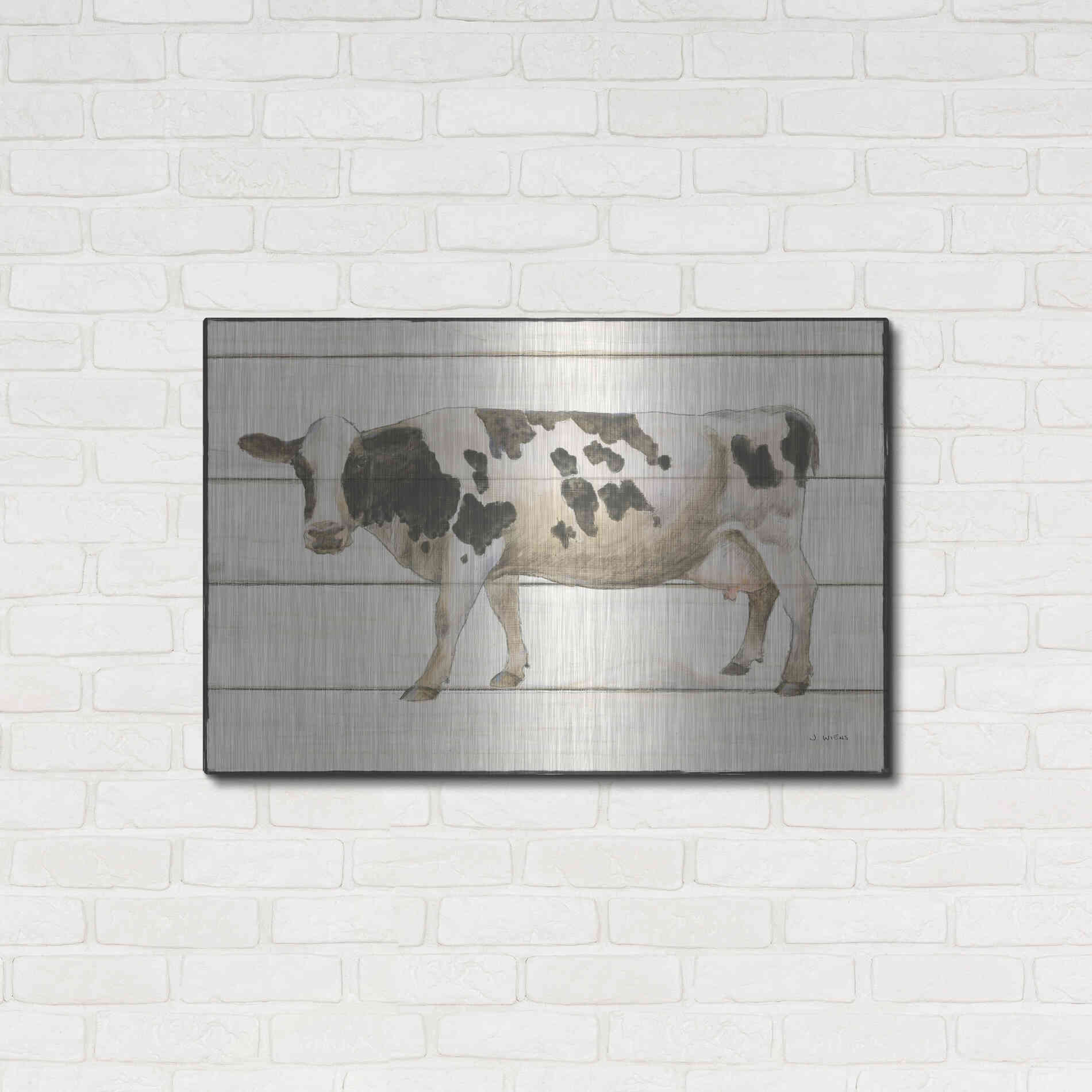 Luxe Metal Art 'Country Cow VI' by James Wiens, Metal Wall Art,36x24