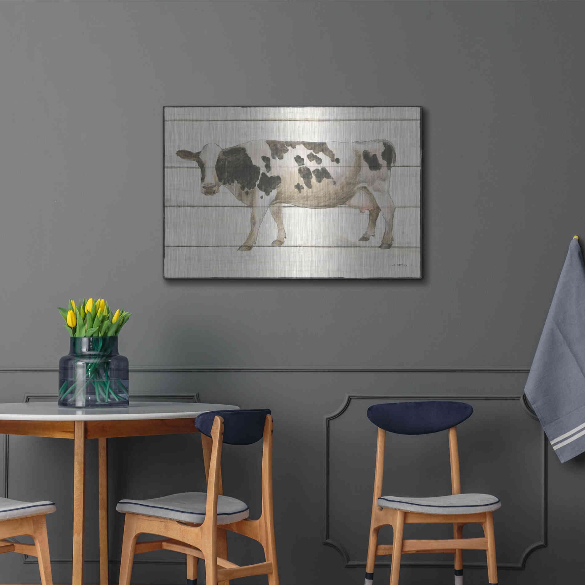 Luxe Metal Art 'Country Cow VI' by James Wiens, Metal Wall Art,36x24