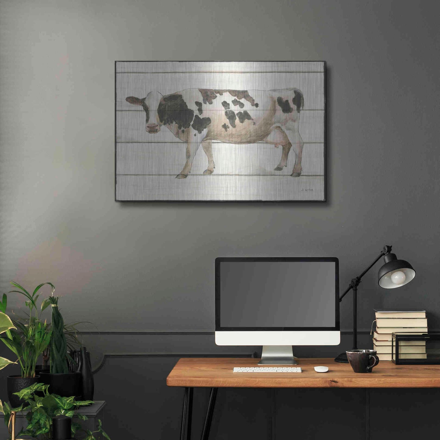 Luxe Metal Art 'Country Cow VI' by James Wiens, Metal Wall Art,36x24