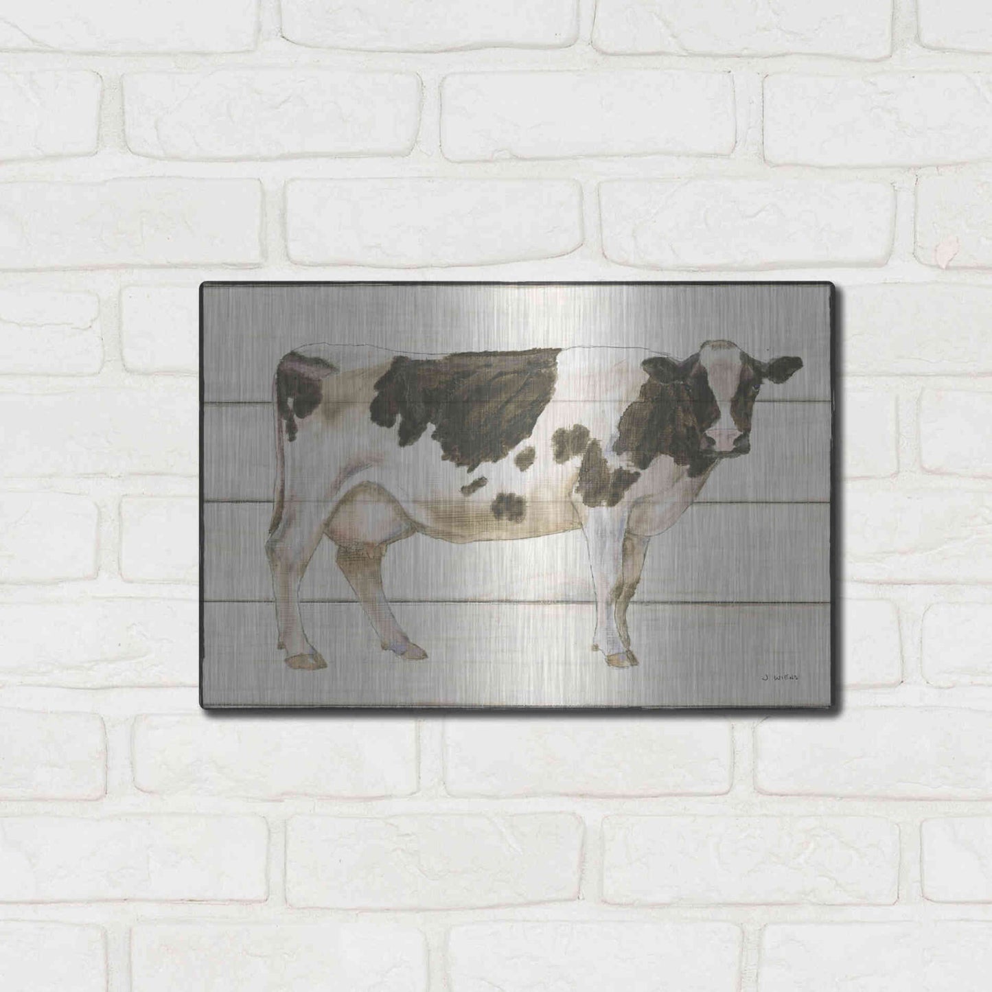Luxe Metal Art 'Country Cow VII' by James Wiens, Metal Wall Art,16x12