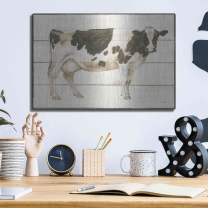 Luxe Metal Art 'Country Cow VII' by James Wiens, Metal Wall Art,16x12