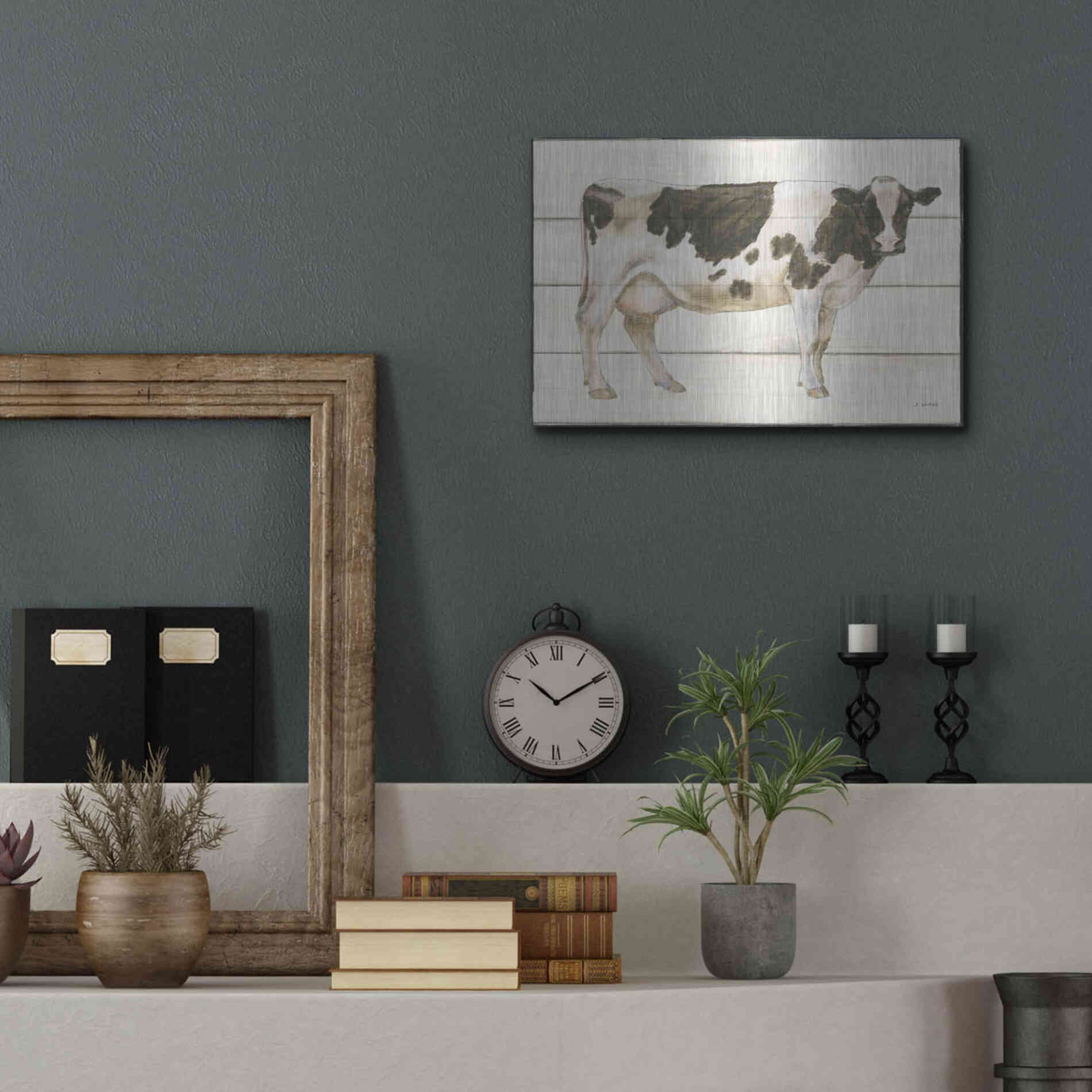 Luxe Metal Art 'Country Cow VII' by James Wiens, Metal Wall Art,16x12