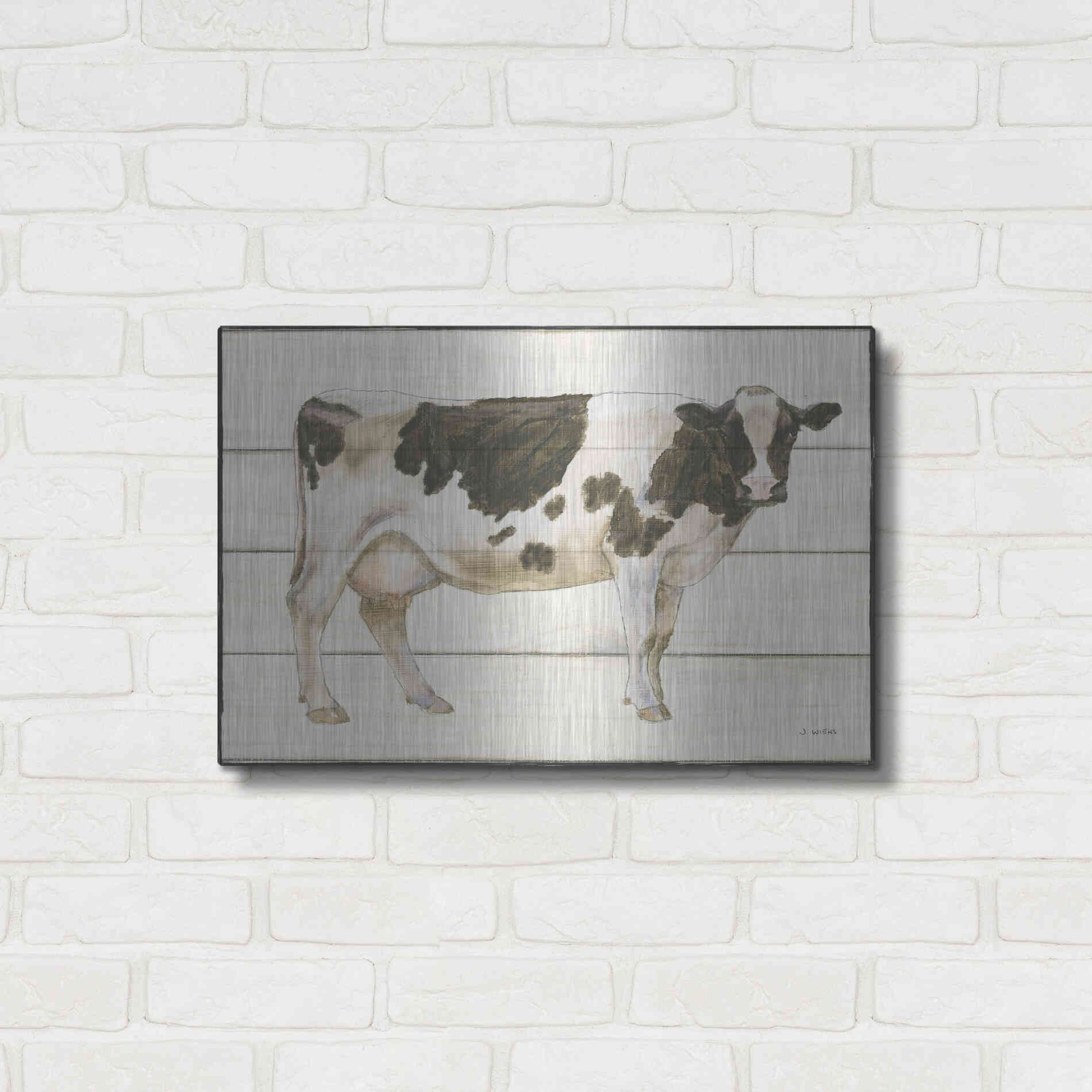 Luxe Metal Art 'Country Cow VII' by James Wiens, Metal Wall Art,24x16