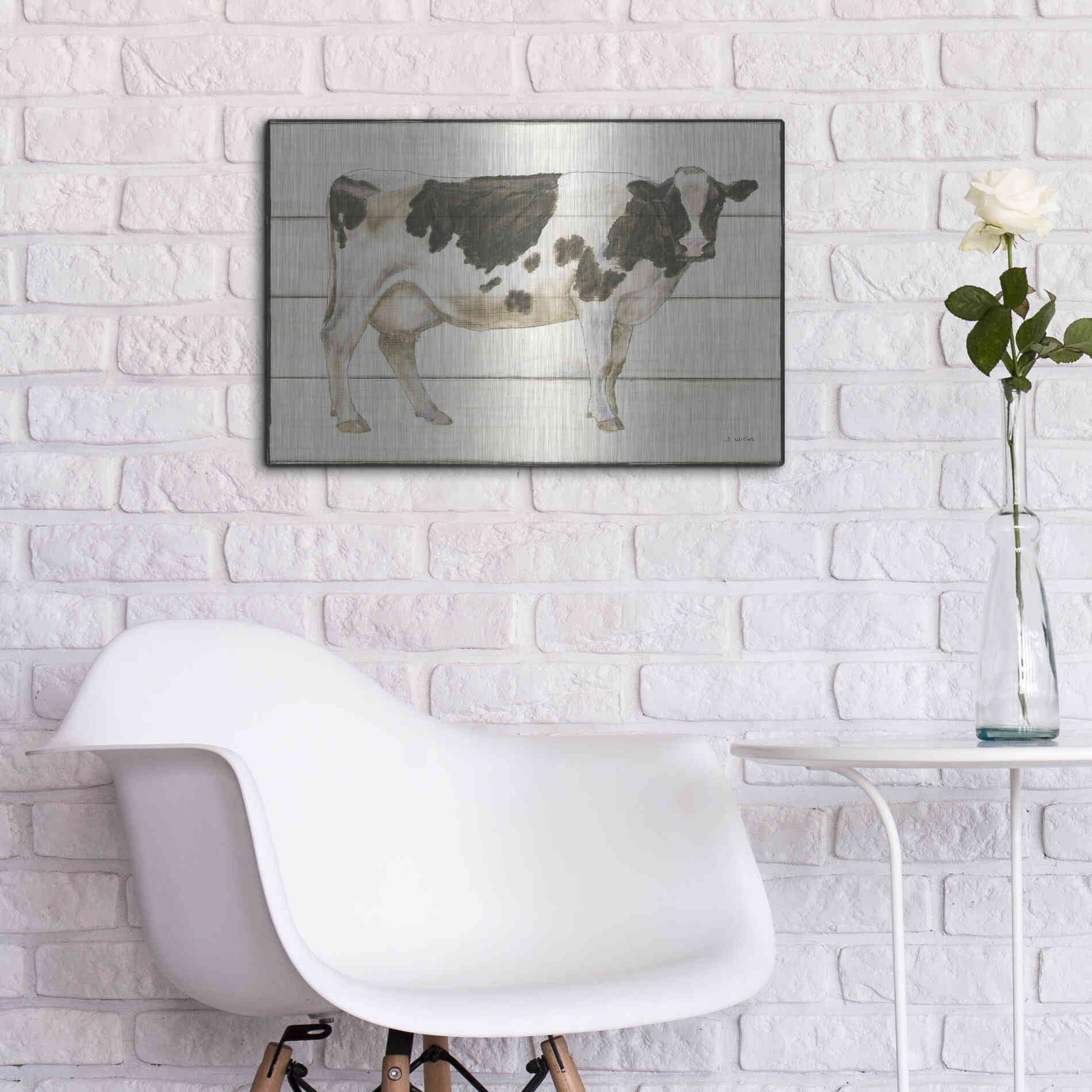 Luxe Metal Art 'Country Cow VII' by James Wiens, Metal Wall Art,24x16