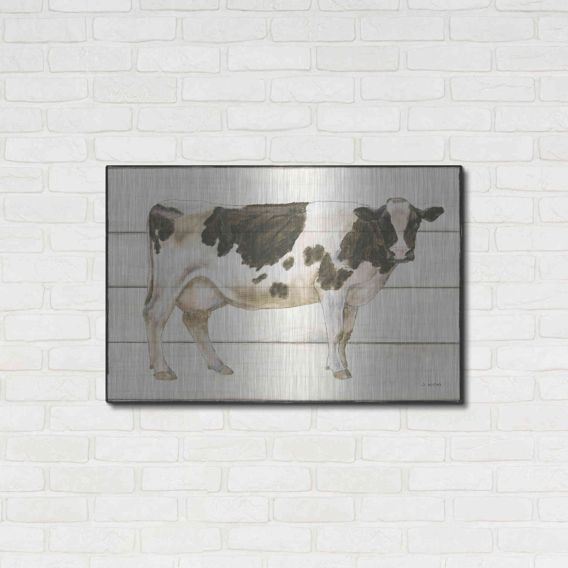 Luxe Metal Art 'Country Cow VII' by James Wiens, Metal Wall Art,36x24