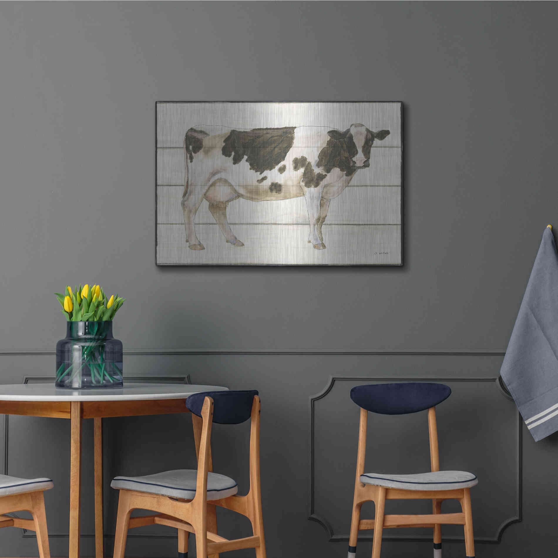 Luxe Metal Art 'Country Cow VII' by James Wiens, Metal Wall Art,36x24