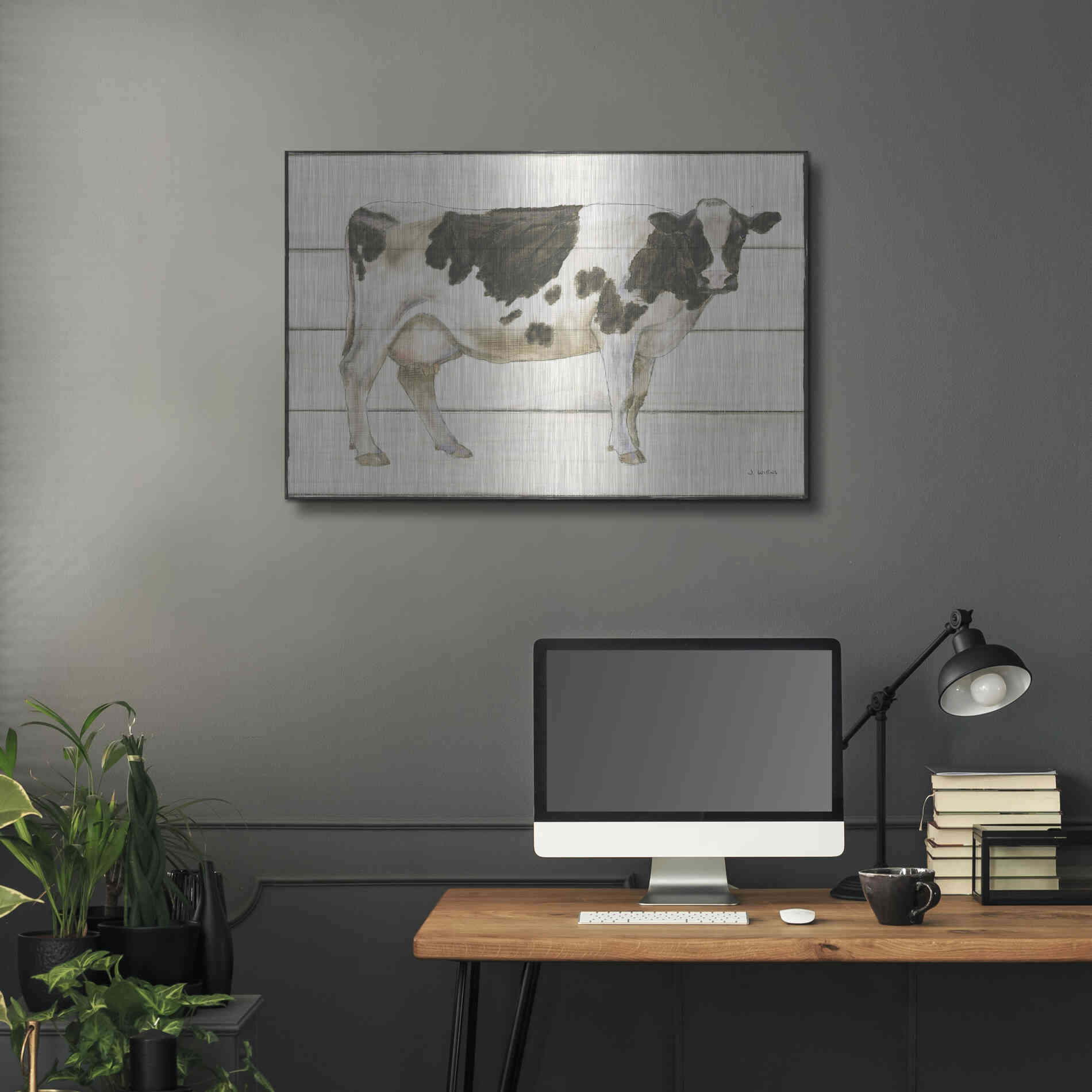 Luxe Metal Art 'Country Cow VII' by James Wiens, Metal Wall Art,36x24