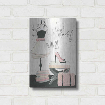 Luxe Metal Art 'Dress Fitting I' by Marco Fabiano, Metal Wall Art,12x16