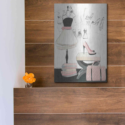 Luxe Metal Art 'Dress Fitting I' by Marco Fabiano, Metal Wall Art,12x16