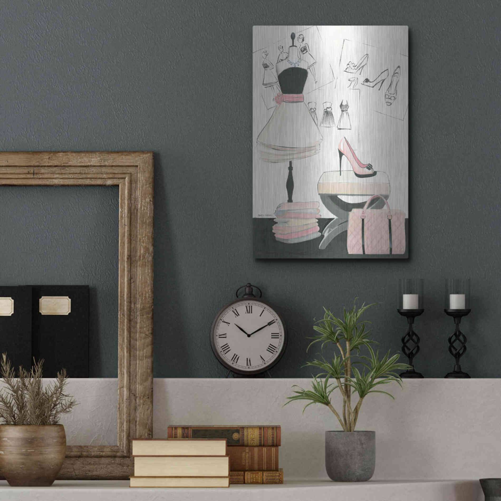 Luxe Metal Art 'Dress Fitting I' by Marco Fabiano, Metal Wall Art,12x16