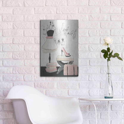 Luxe Metal Art 'Dress Fitting I' by Marco Fabiano, Metal Wall Art,16x24