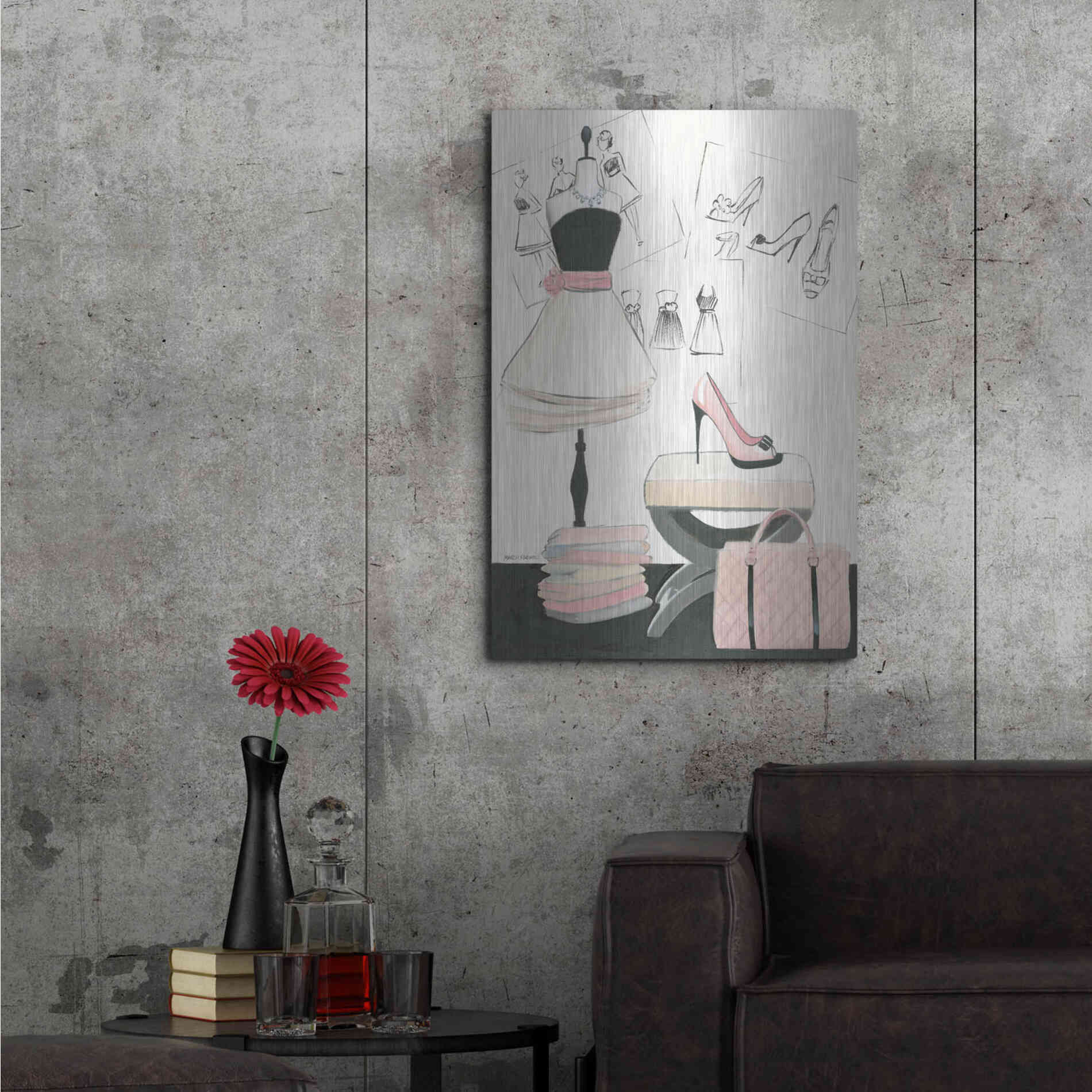 Luxe Metal Art 'Dress Fitting I' by Marco Fabiano, Metal Wall Art,24x36