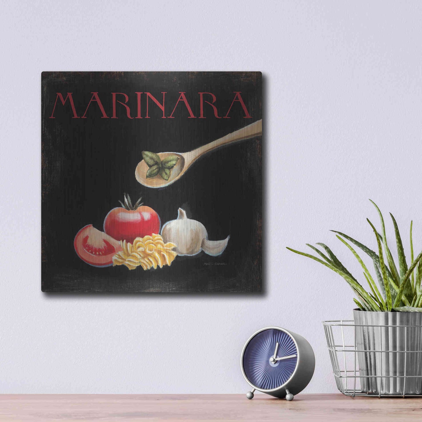 Luxe Metal Art 'Italian Cuisine IV' by Marco Fabiano, Metal Wall Art,12x12